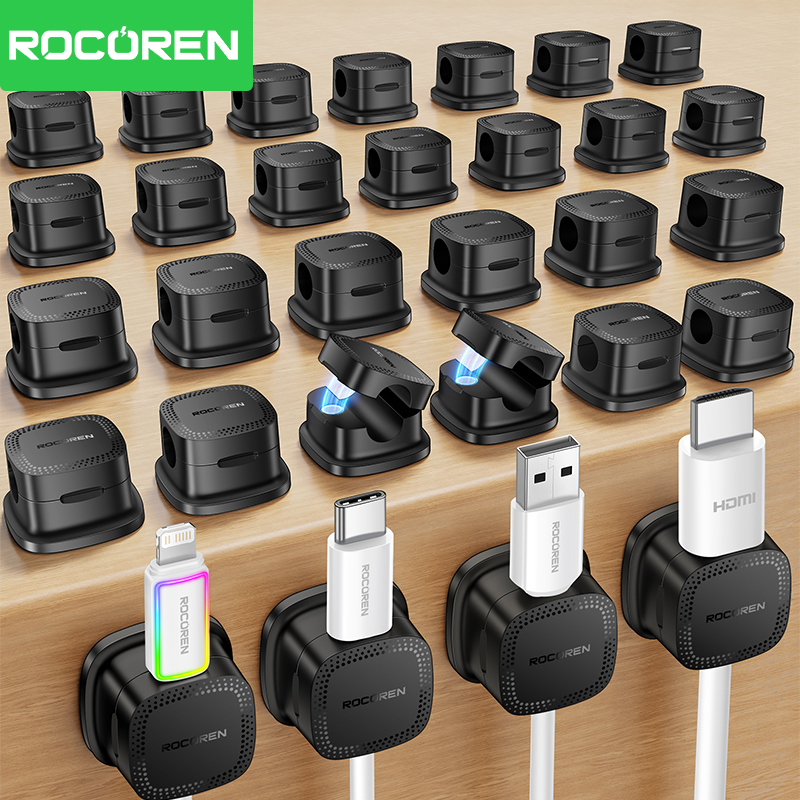 Cable Organizer Magnetic - ROCOREN 30 Stück Magnetische Kabelorganisator-Clips für