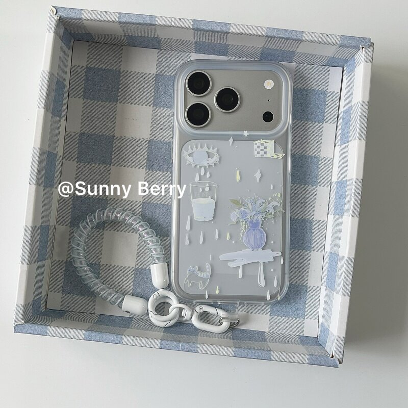 Y2K Phone Accessories - Koreanische Ins Blue Tear Vase Illustration