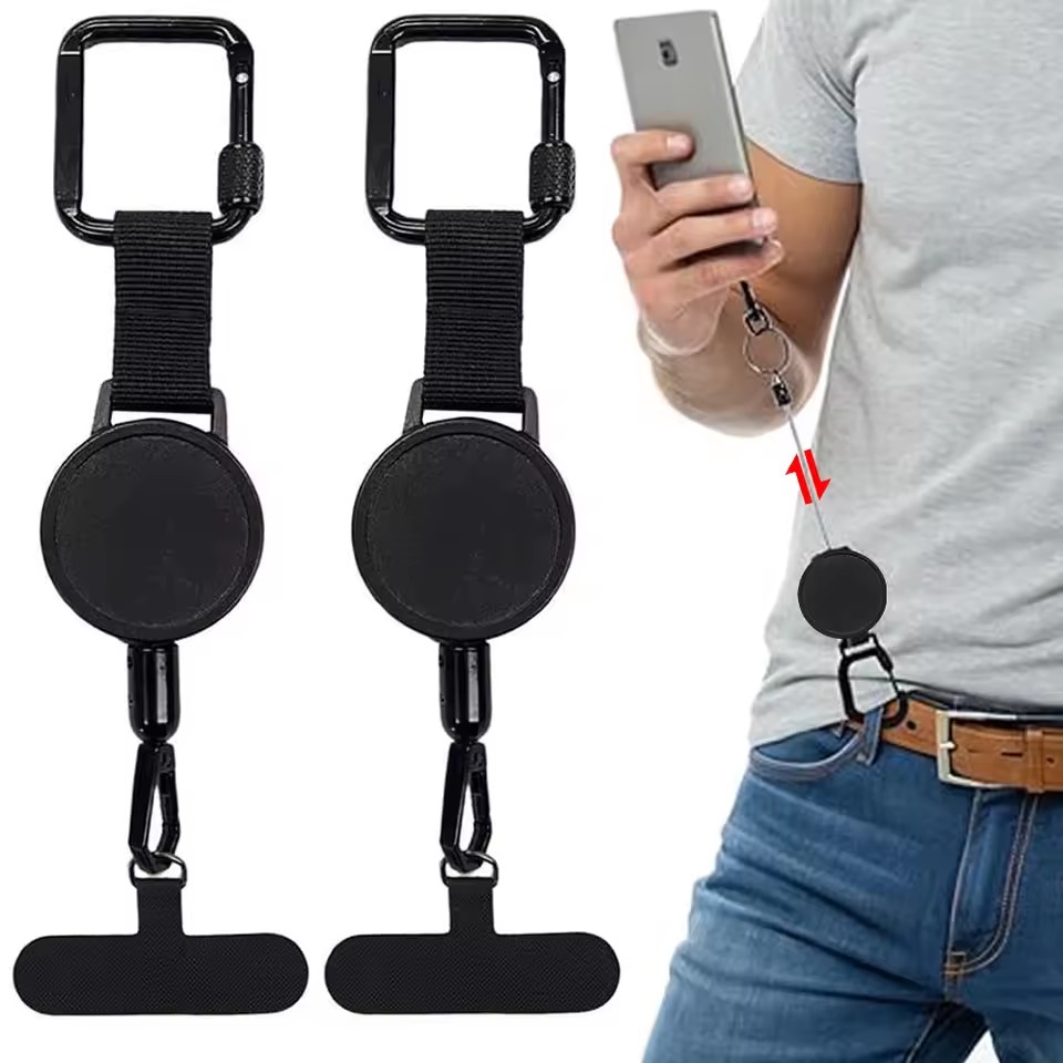 Phone Accessory - Einziehbarer Anti-Diebstahl-Telefonhalter, Smartphone-Sicherheits-Lanyard Stra mit Karabiner,