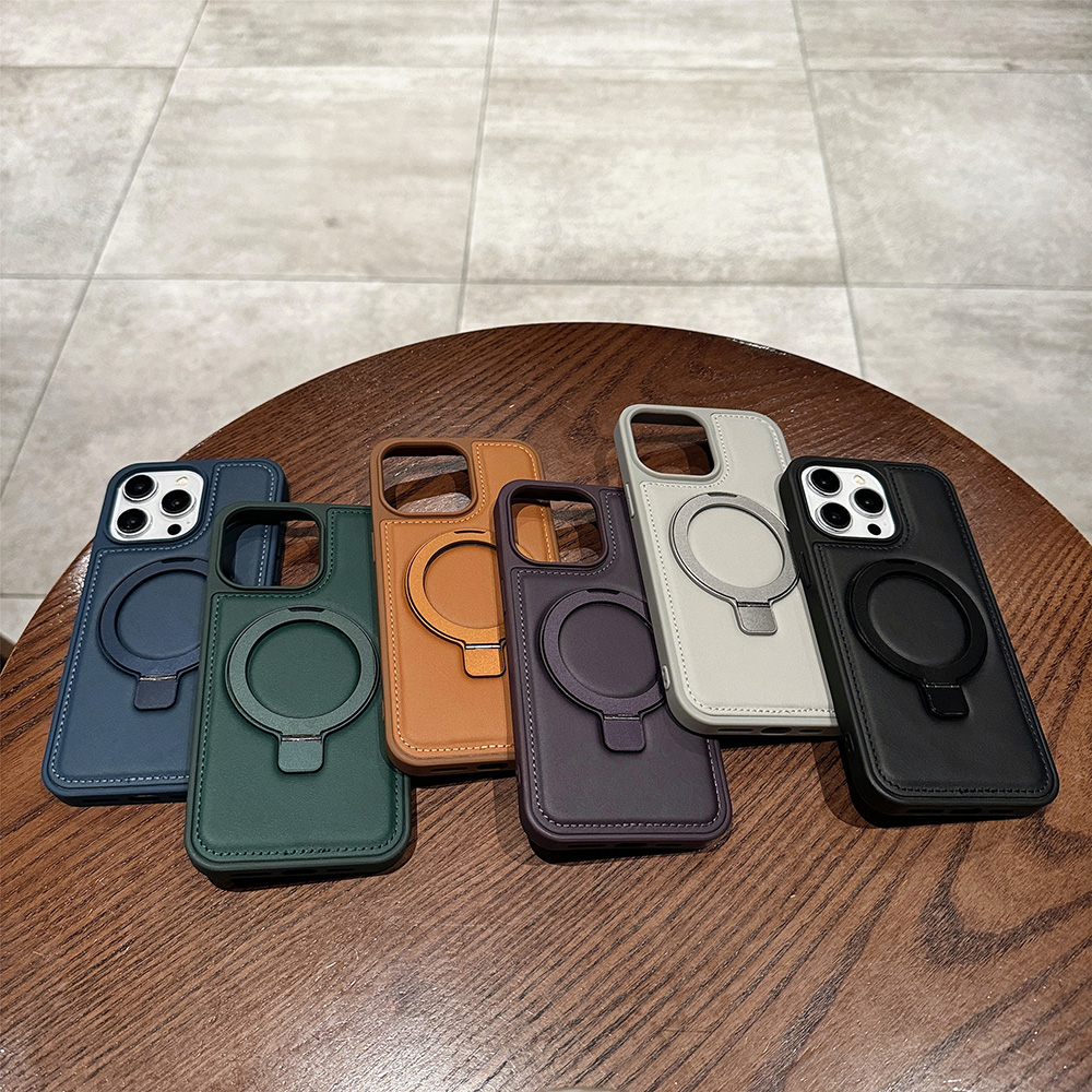 Phone Accessories Popsocket - PU-Leder Magnetische Hülle für Apple iPhone