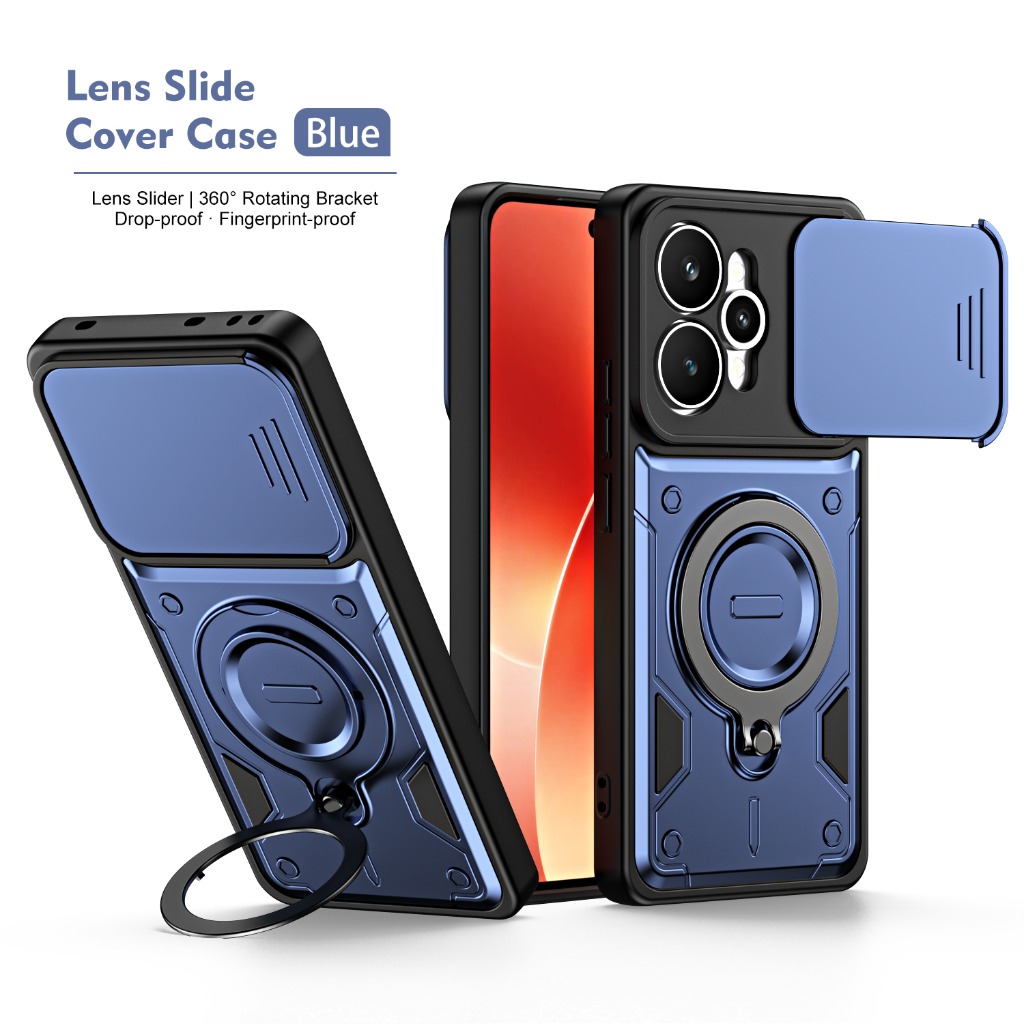 Phone Accessories Popsocket - Stoßfeste Handyhülle mit Schiebe-Kameraabdeckung 360° °